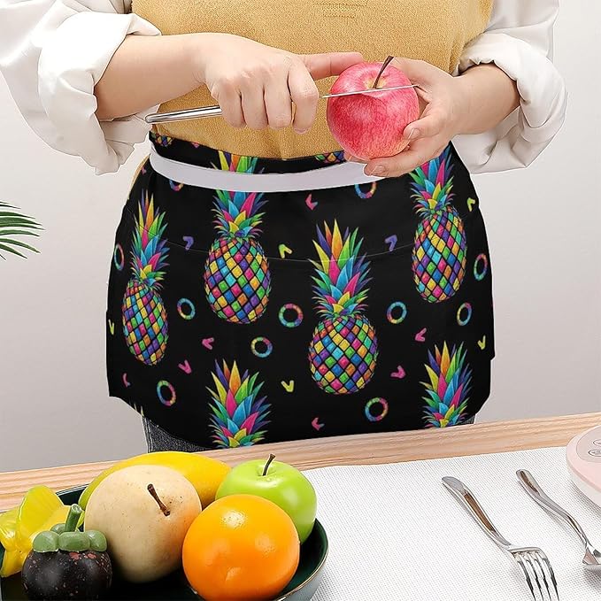 Half Apron with 3 Pockets Chef Cooking Kitchen Restaurant Aprons for Women Men
