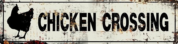 Retro Tin Metal Sign Chicken Statement Farmhouse Bathroom Wall Decor for Home Vintage Bar or Dorm Unique Gift Idea for Friends 4x16 in