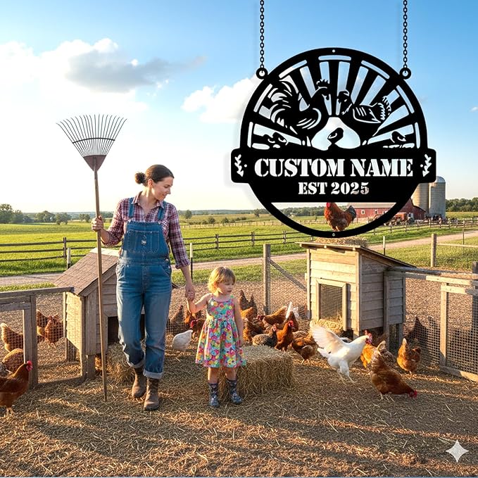 Custom Chicken Coop Metal Sign, Personalized Chicken Coop Sign for Outside, Custom Metal Hen House Farm Signs, Chickens Hen House Farmhouse Wall Art Decor