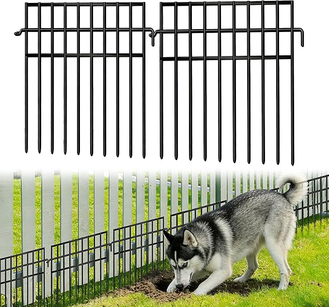 46 Panels Animal Barrier Fence, No Dig Fences, 13in(H) X 65.2ft(L) Garden Fence Animal Barrier for Rabbit and Dog Under Fencing Barrier, Rustproof Metal Fences Border for Outdoor, Yard, Patio