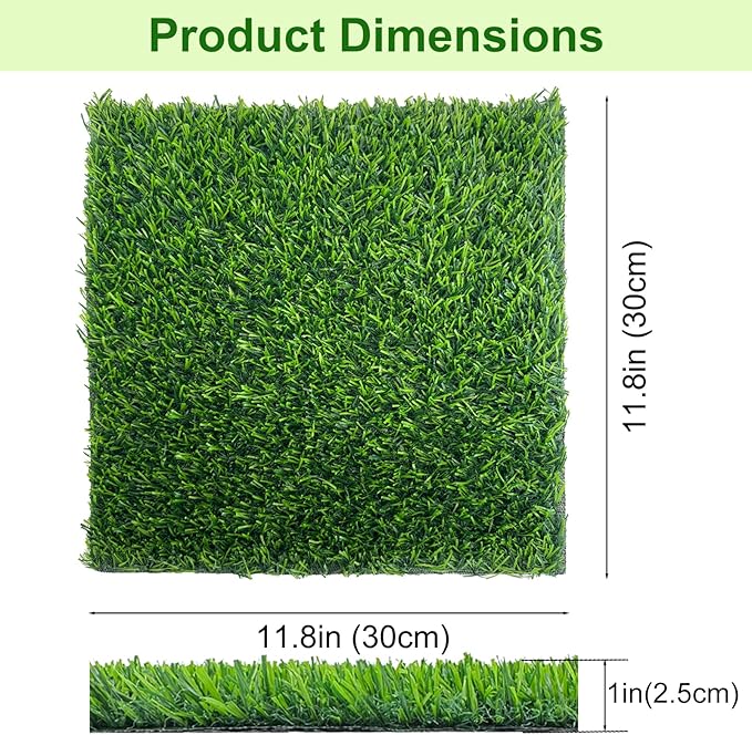 12 Pack Chicken Nesting Pads for Chicken Coop, 12"x12" Reusable Plastic Artificial Grass Nesting Box Pads Washable Laying Eggs Turf Egg-Protecting Mats for Coops, Pets & Crafts - Green