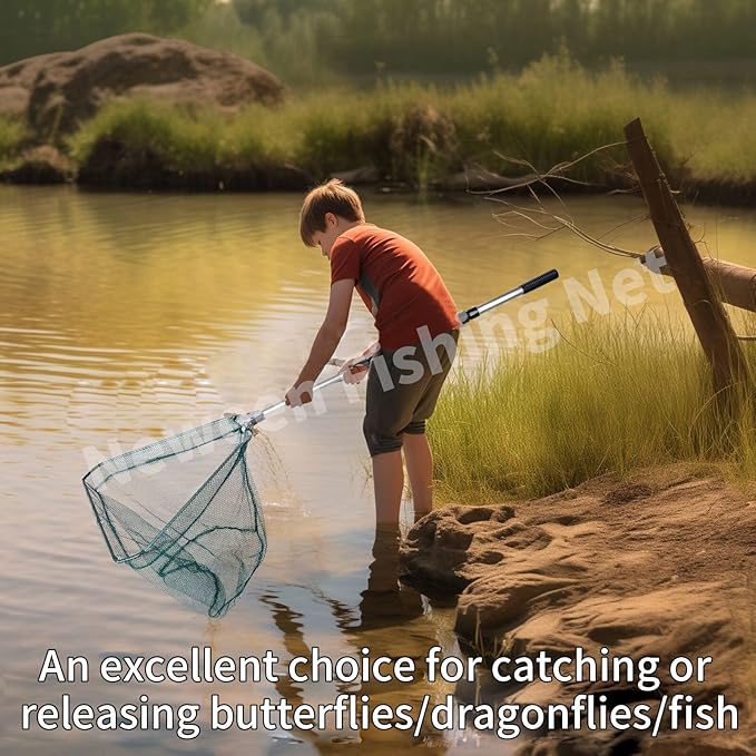 Neween Fishing Net, Foldable Collapsible Telescopic Fish Landing Net, Durable Nylon Material Mesh Landing Net for Easy Catching or Releasing for Trout