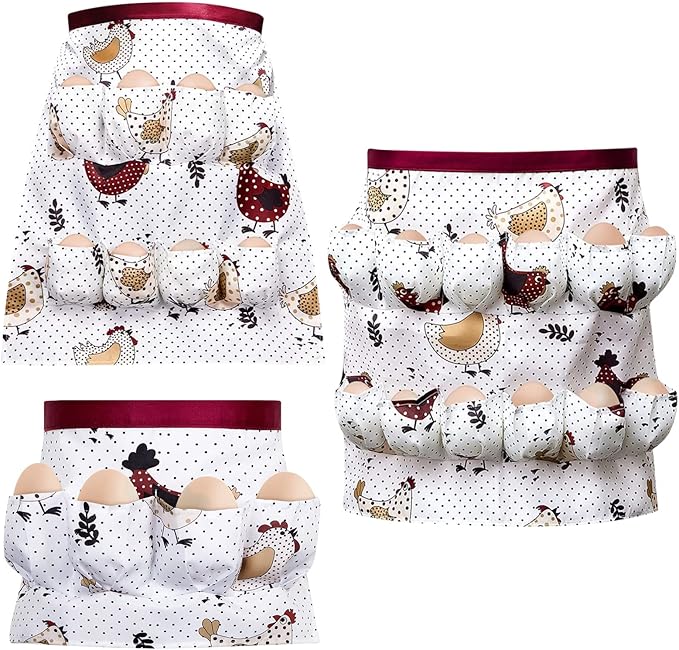 Syhood 3 Pcs Egg Collecting Apron for Chicken Duck Goose with 4/8/12 Pockets Gathering Collecting for Holding Multiple Easter Farmhouse Kitchen Restaurant