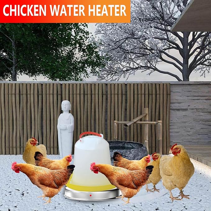 Echoamo Chicken Water Heater,35 Watt Metal Heated Base for Chicken Waterer 11.8 inch Poultry Drinker Heater and 6.56 FT Manual Switch Power Cord Ideal for Winter Poultry Drinking