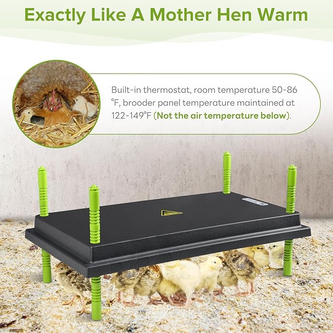 Chick Brooder Heating Plate -16 x 22 Inch Chicken Brooder Heater Plate for Chicks with Adjustable Height & Angle - 50W Safer Than Brooder Lamp Warms Up to 50 Chicks