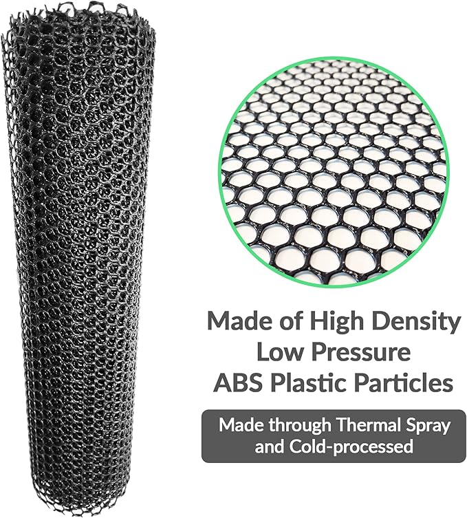 QueenBird Black Plastic Wire Mesh Fence 15.7IN x 10FT Roll - Ideal for Poultry, Dogs, Rabbit, Snake Barrier & Gardening - Durable Plastic Chicken Wire Mesh - Versatile Plastic Fencing&Netting Solution