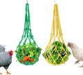 2PCS Chicken Veggies Skewer Fruit Holder with S Hooks for Hens, Hanging Feeder Toy for Chickens, Large Birds (Yellow+Green)