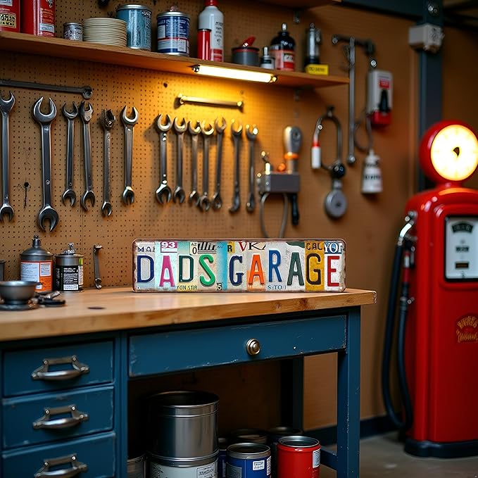 Garage Decor Garage Gifts For Dad Tin Sign Best Dads Garage Signs Vintage Dad's Workshop Sign Father Garage Signs 4x16 Inch