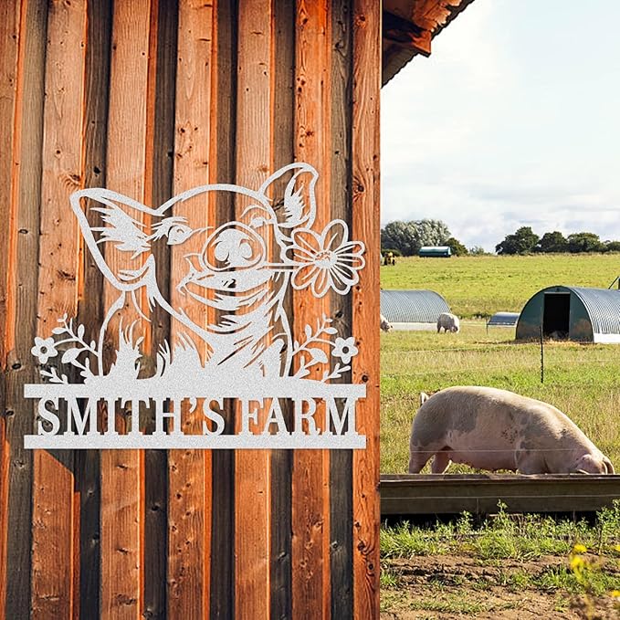 Personalized Hanging Metal Farm Signs, Personalized Outdoor Ranch Sign, Outdoor Farm Signs,Last Name Metal Sign,Custom Large Farmhouse Sign (Design 4)