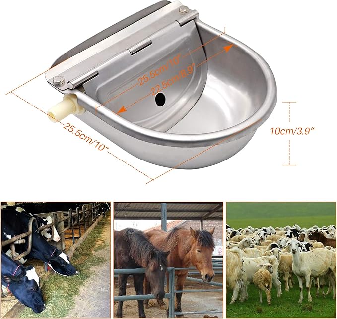 Automatic Water Dispenser for Dogs,Automatic Chicken Waterer,Outdoor Dog Water Feeder,304 Stainless Steel Water Bowl with Plastic Float Valve