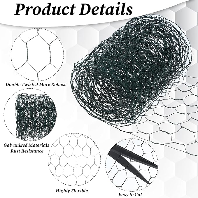 Chicken Wire for Crafts, 4.13in x 118in Sturdy Practical Chicken Wire Fence Multifunctional Wires Mesh Roll for Garden Floral Arrangements Craft Projects(Dark Green)