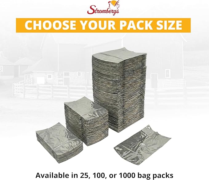 Stromberg's Small Turkey Heat Shrink Bags, Large Chicken Poultry Freezer Storage Bags, 14" x 24" Food Safe 65 Micron Shrink Wrap for Water Dip Sealing, Minimizes Freezer Burn & Punctures, 25 Pack