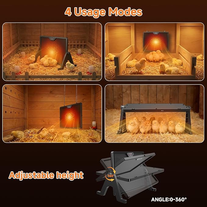 2026 Smart Chicken Coop Heater Brooder Plate, 200W Chicks Double-Sided Radiant Heat Panel with LED Light, Remote Control, Timer & Temp Controller Compatible, ETL/UL Certified,Ducklings Poultry & Small