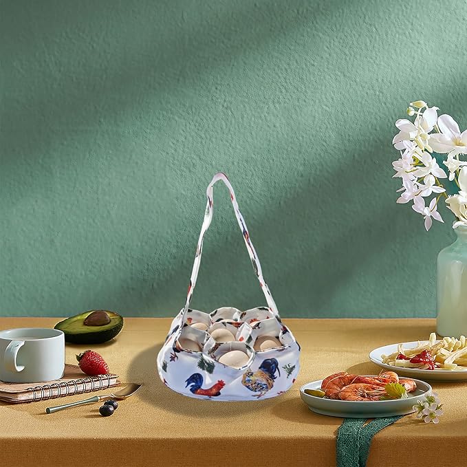 Mini Cushioned Egg Collecting Basket Eggs Gathering Basket with 7 Pouches for Chicken Hense Duck Goose Eggs Housewife Farmhouse Kitchen Home Garden (eggs basket)