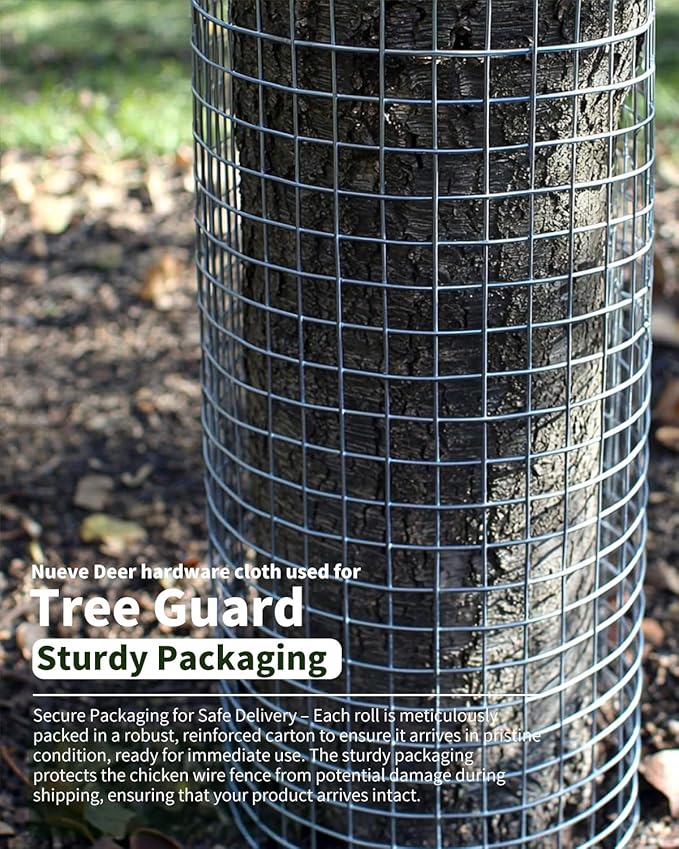 Hardware Cloth 1/2 inch Mesh 72'' x 50' 19-Gauge, Hot-Dip Galvanized After Welding, Welded Wire Mesh Roll Chicken Wire Fencing Cage Wire Rodent Wire Hardware Mesh