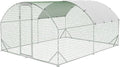Large Metal Chicken Coop, Walk-in Poultry Cage, Chicken Run Pen House with Reinforcement & Waterproof & Anti-Ultraviolet Cover Chicken Coop Run with Lockable Doors for Outdoor 9.8 x 13.1 x 6.6ft