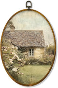 shiviody Rustic Farmhouse Country Canvas Wall Art Decor, Vintage Countryside Antique Cottagecore Landscape Oval Hanging Frame Prints Decorations for Home Bedroom Living Room 8.6"x11.4"