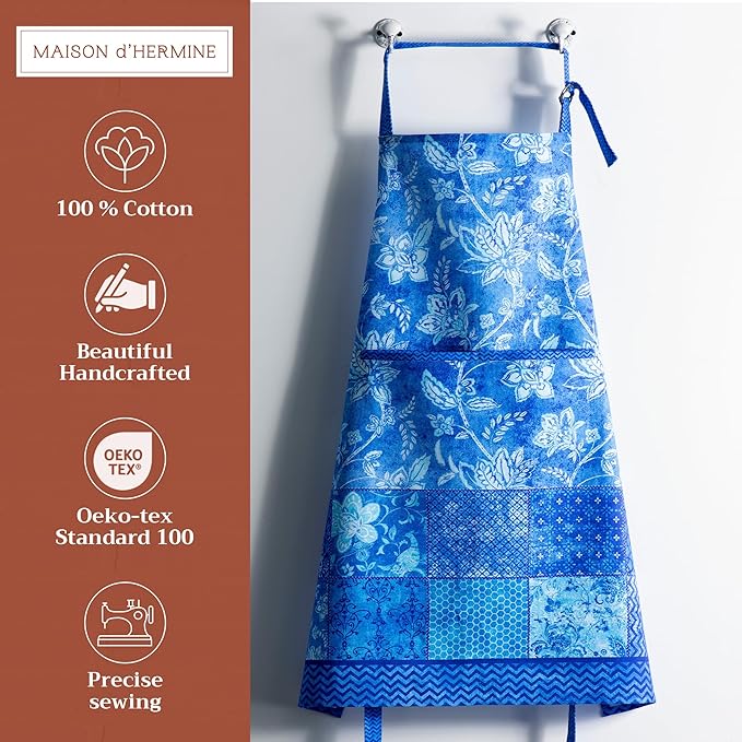 Maison d' Hermine 100% Cotton Apron for women with Pocket Kitchen Chef Apron for Men Cooking Easter Decorations