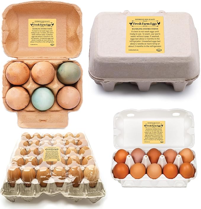 100 Pack Premium Fresh Farm Eggs Handling Instructions Stickers Labels |Care Accessories | Egg Blank Cartons 4 6 12 15 18 30 48 50 Count Basket Box Container Storing Extra Organizer -M10SS100