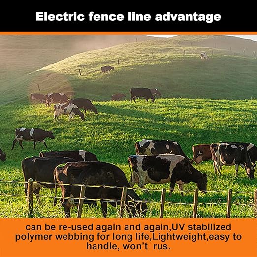 Upgraded Electric Fence Polywire 3366 feet 1026 Meters,1/8 Diameter Portable Electric Fencing Polywires, 6 Stainless Steel Strands for Reliable Conductivity and Corrosion Resistant