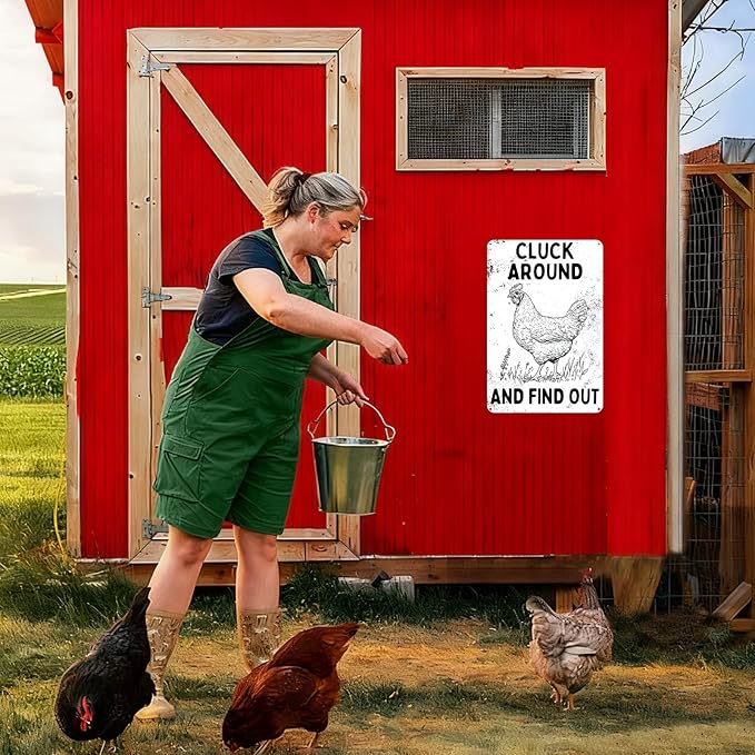 Farmhouse Kitchen Decor Chicken Themed Gifts Funny Quotes Metal Poster Outdoor Chicken Coop Vintage Metal Sign 8×12 Inches For Yard Home