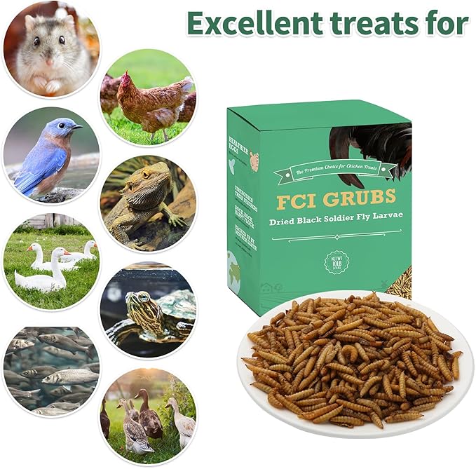 10LB Dried Black Soldier Fly Larvae for Chickens,High Calcium,Non-GMO,60-100X More Calcium Than Mealworms,Treat for Laying Hen,Ducks,Wild Birds,Turtles