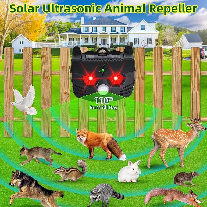 Solar Nocturnal Animal Repellent Outdoor Predator Lights for Chicken Coop Predator Protection Coyote Deterrent for Yard Nite Guard Solar Lights Predator Eyes-Protects Against Fox,Raccoon,Skunk,Deer(4)