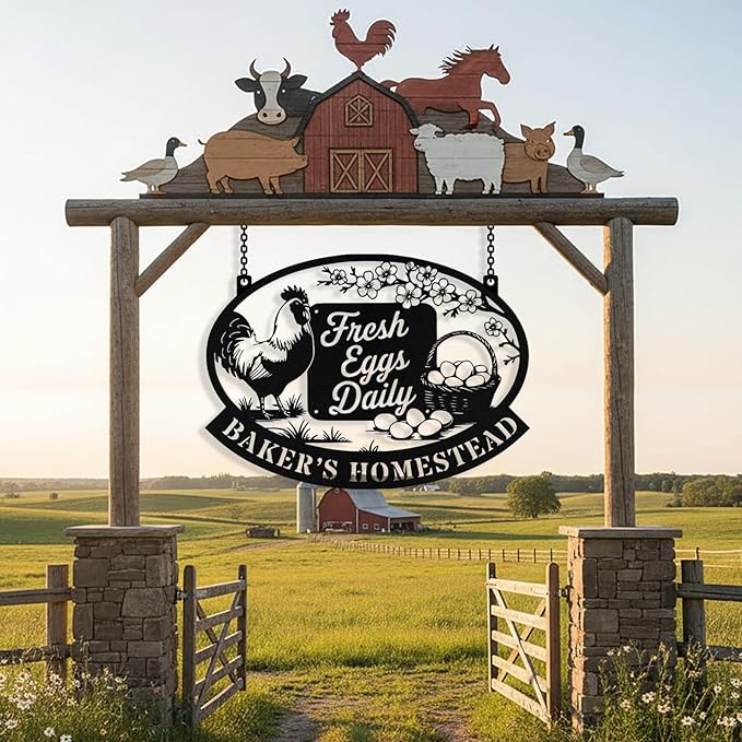 Personalized Chicken Coop Metal Signs, Custom Farm Chicken Coop Sign, Customized Farm Metal Signs Outdoor, Custom Large Hanging Hen House Sign for Farms, Barn, Farmhouse, Ranch