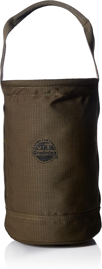 Graintex Canvas Utility Bucket 9.5"x14", Round Tool Bucket, Reinforced Base & Carry Handle, Ripstop Canvas, Ideal Multi-Purpose Bag for Jobsite, Gardening, Home Use, Tool Storage (Hunter Green)