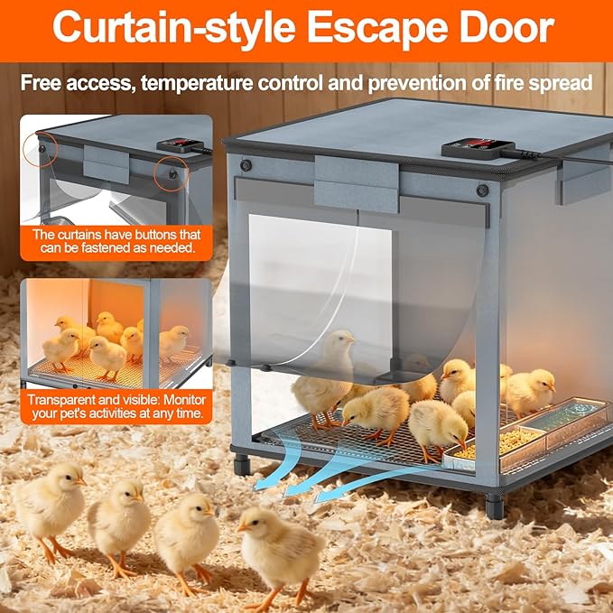 Brooder Box for Chicks, 4-in-1 Chick Starter Kit,Brooder Heating Plate with Adjustable Temp (77~95℉) & 9H Timer, Baby Chicken Pen, Chicken Feeder, Waterer,200W Poultry Coop Heater for Ducks, Quails