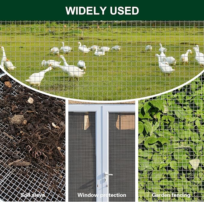 1/8 Inch Hardware Cloth 4'' x 20' 27 Gauge Hot Dip Galvanized Welded Wire Mesh for Chicken House/Coop Fencing, Animal Cage Netting, Bee Swarm Protection Netting and Poultry Enclosures