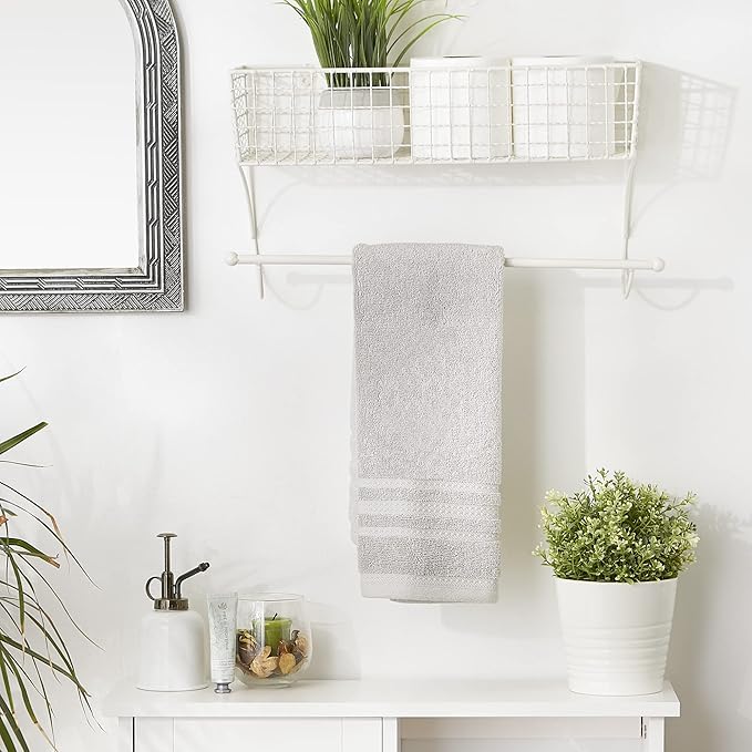 DII Rustic Farmhouse Bathroom Décor, Metal Storage, Large Towel Bar, Antique White