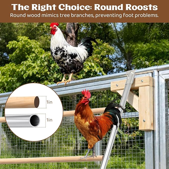 Large Chicken Roosting Bars, 55 Inch Chicken Perch for Coop with Metal Frame, Sturdy Roosting Ladder for Hens, Chicken Coop Accessories and Toys for Backyard Poultry, Easy to Clean