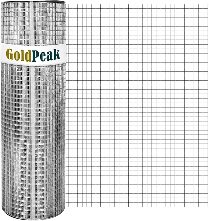GoldPeak Hardware Cloth 1/4 inch 24 inch x 50 Foot 23 Gauge, Hot-dip Galvanized After Welding, Wire Fence Roll Chicken Coop Wire Fencing Rat Wire Aviary Wire Rodent Wire Mesh Roll
