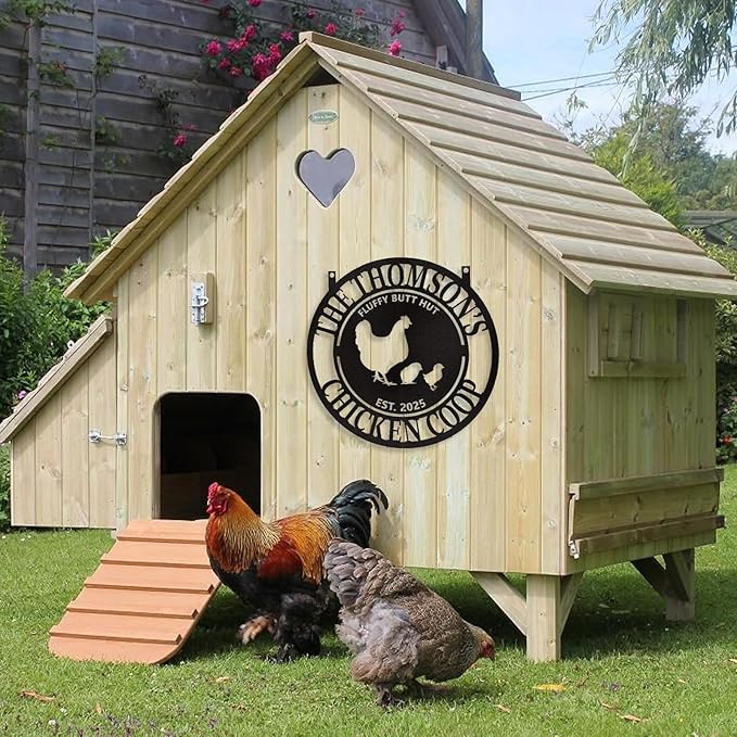 Personalized Chicken Coop Signs, Metal Funny Farm Decor, Chicken Coop Accessories, Metal Outdoor Wall Art, Custom Hen House Sign, Rustic Farmhouse Wall Decor for Farm Yard Garden Color08