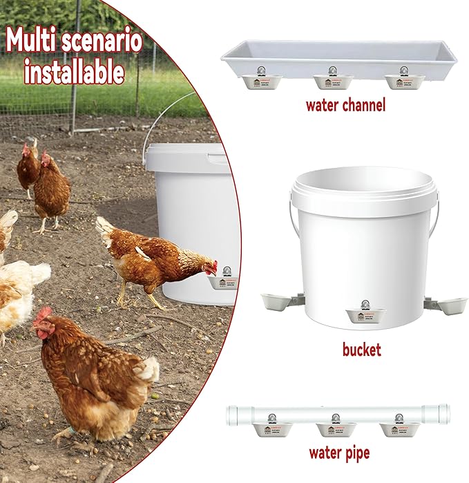 XINYI 2pcs Aluminum Alloy Chicken Water Cups, Automatic Metal Chicken Water Feeder for Dog, Cat, Bunnies, Ferret, Hamster, Guinea Pig, Chinchillas, Mice, Rats, Goat, Bird, Rabbit Water Bowl