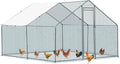 Outvita Chicken Coop, 10×10 FT Large Metal Chicken House, Poultry Habitat Cage with Waterproof Cover, Walk-in Chicken Run Pen for Small Animals, Yard, Farm, Patio