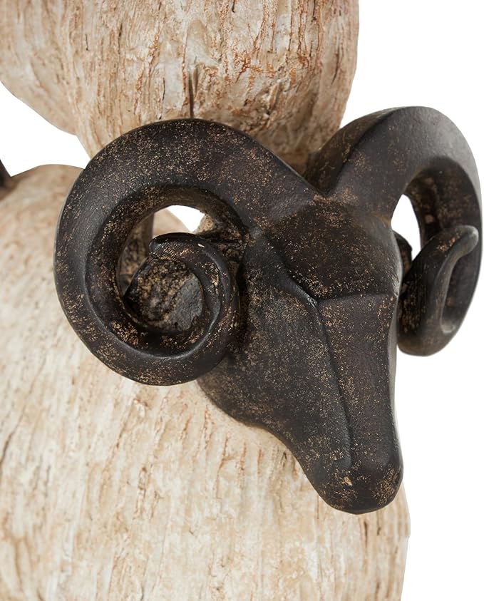 Deco 79 Polystone Sheep Stacked Sculpture with Black Accents, 9" x 4" x 15", Cream