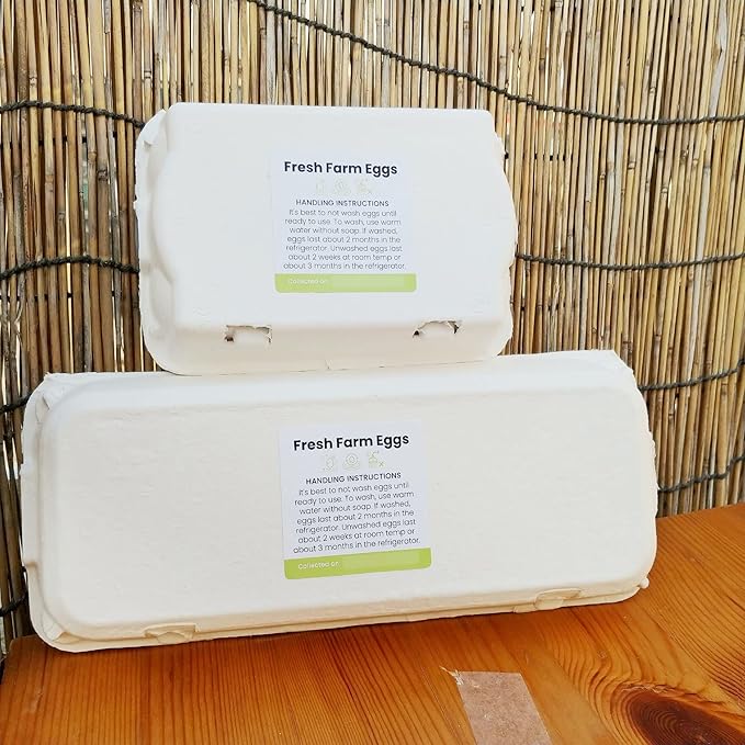 100 Pack Premium Fresh Farm Eggs Handling Instructions Stickers Labels Care Accessories | Egg Blank Cartons 4 6 12 15 18 30 48 50 Count Basket Box Container Storing Extra Organizer -M08SS100