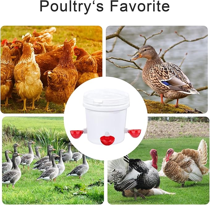 Professional Chicken Waterer Cups, 8 Packs Large Chicken Water Feeder, Tee Fittings Poultry Waterer Suitable for Duck, Chicks, Goose, Turkey, Bunny and Bird with Mounting Hole Opener