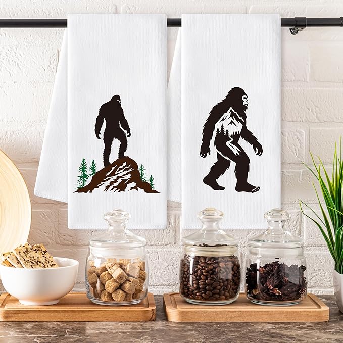 GROBRO7 Funny Gorillas Hand Towel - 6Pcs Forest Mountain Gorilla Theme Kitchen Dishcloths Set Polyester Soft Towels for Bathroom Accessories Home Dining Decor Housewarming Gifts for Men Women
