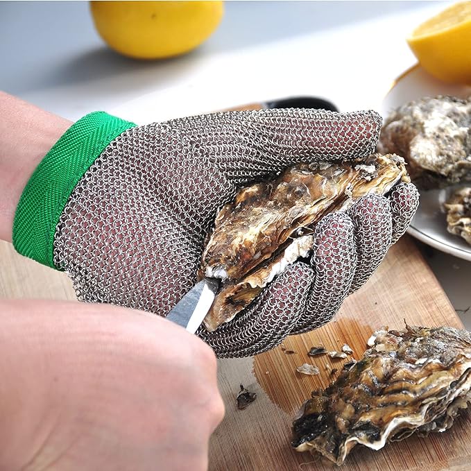Dowellife Chainmail Glove, Cut Resistant Food Grade, Stainless Steel Mesh Metal Knife Cutting Glove for Butcher, Oyster Shucking Kitchen Mandoline Chef Slicing Fish Fillet(X Small)