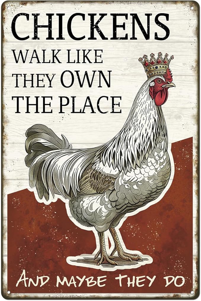 Vintage Chicken Coop Metal tin sign decor, Rustic Farmhouse Funny Chickens sign Wall Art, Father`s day gifts,tinsigns, 8x12 Inches tinsign, Humor Gift for Home, Kitchen, Farm, Coop, Country Style