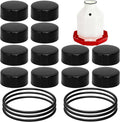 DECOHS 18 Pcs Poultry Fountain Renewal Waterer Parts, Chicken Waterer Replacement Parts Kit, Includes 12 Pcs Replacement Caps and 6 Pcs O Rings for 3/5/7 Gallon Poultry Waterers