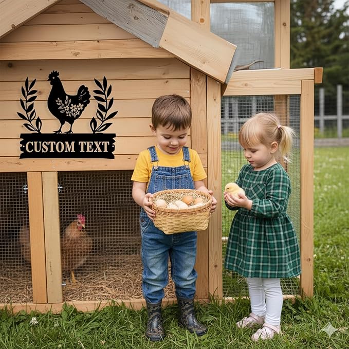Custom Chicken Coop Metal Sign, Personalized Chicken Coop Sign for Outside, Custom Metal Hen House Farm Signs, Chickens Hen House Farmhouse Wall Art Decor
