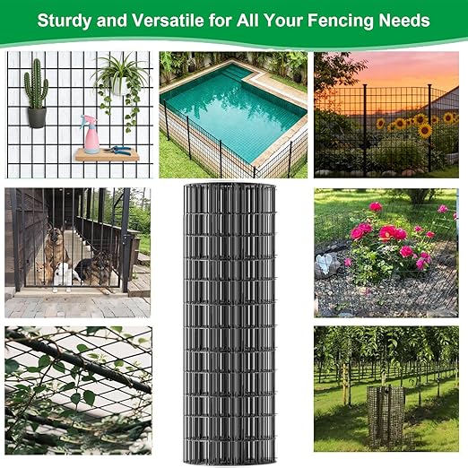 Welded Wire Fence 36inch x 50ft, 2inch x 3inch Black Chicken Wire Fencing, 16Gauge PVC Coated Garden Wire Fence Rolls, Anti-Rust Metal Fencing for Yard Plant Protection Poultry Netting