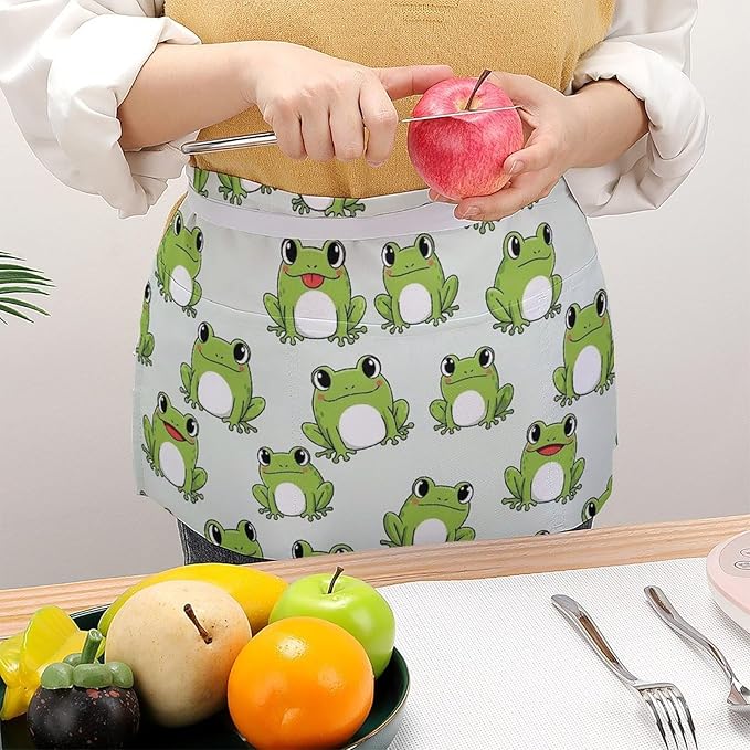Server Apron with 3 Pockets Waist Waiter Waitress Half Apron Short Aprons
