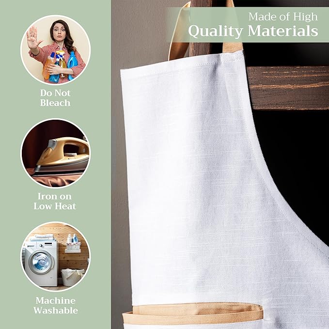Maison d' Hermine 100% Cotton Apron for women with Pocket Kitchen Chef Apron for Men Cooking Easter Decorations