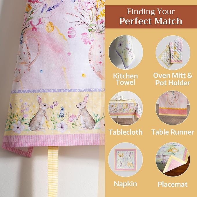 Maison d' Hermine 100% Cotton Apron for women with Pocket Kitchen Chef Apron for Men Cooking Easter Decorations