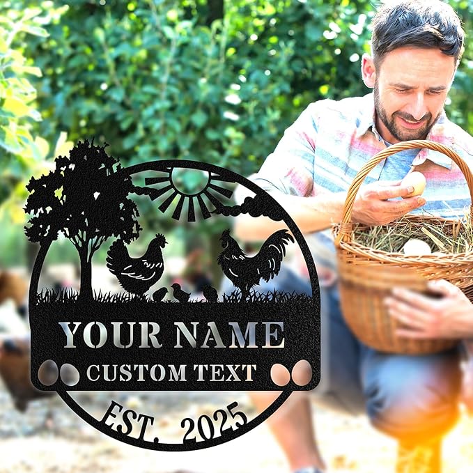 Custom Chicken Coop Signs, Personalized Chicken Coop Sign, Custom Metal Farm Signs for Outdoor, Chick Hen House Sign Funny Farmhouse Outside Wall Decor Gift